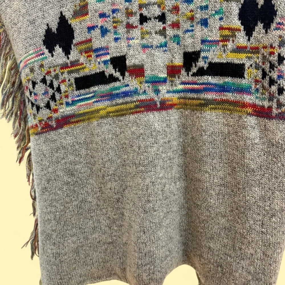 Selfie Couture Colorful Fringed Poncho Sweater - Picture 4 of 10